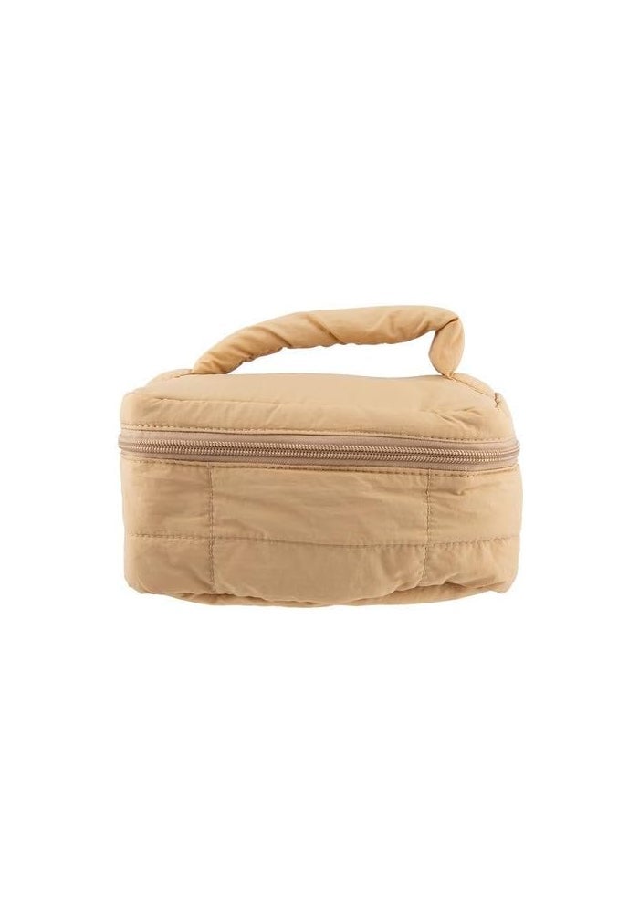 DAISO Down Style Padded Makeup Pouch - Beige - Image 1